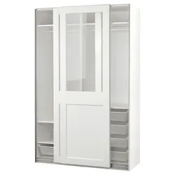 IKEA PAX / GRIMO(895.022.77) шафа з розсувними дверима, білий/прозоре скло біле