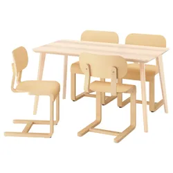 IKEA LISABO / LYCKAN(595.902.61) Стол и 4 стула, Jesionowa Veener/Okl Birch