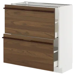 IKEA METOD / MAXIMERA(695.746.37) стоящий шкаф с 2 ящиками, Белый/стенста темно -коричневый пепельный шпон