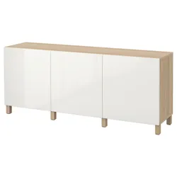 IKEA BESTÅ(791.398.34) поєднання з дверима, ефект білого мореного дуба / Selsviken / Stubbarp високий глянець / білий