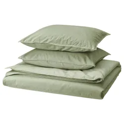 IKEA ÄNGSLILJA(005.851.53) ковдра та 2 подушки, Сірий -Зелений