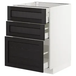 IKEA METOD / MAXIMERA (092.568.45) стоячий шкаф с 3 ящиками, белый / лерхиттан черная морилка