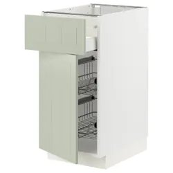 IKEA METOD / MAXIMERA(994.870.59) базовый шкаф/корзина для мусора/ящики/дверь, белый/Стенсунд светло-зеленый