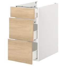 IKEA ENHET (693.209.66) нижний шкаф / 3 ящика, белый / имитация дуб