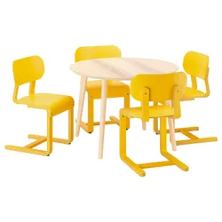IKEA LISABO / LYCKAN(195.902.63) Стол и 4 стула, Пепел/Желтый шпон