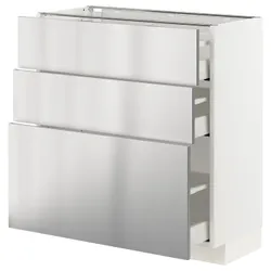 IKEA METOD / MAXIMERA (793.299.85) стоячий шкаф с 3 ящиками, белый / варста нержавеющая сталь