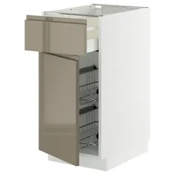 IKEA METOD / MAXIMERA(795.770.27) Шкаф STJ/Basket Dr/Szuf/Дверь, белый/voxtorp Gloss Dark -Brown