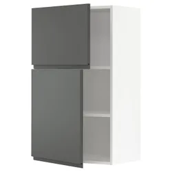 IKEA METOD(694.637.38) навісна шафа з полицями / 2 двер, білий/Voxtorp темно-сірий