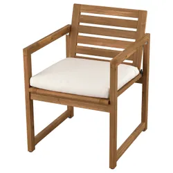 IKEA NÄMMARÖ(996.077.02) Стул с подлокотниками, сад, Stain Light Brown/Frösön/Duvholmen Beige