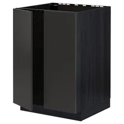 IKEA METOD(694.984.98) шкаф под раковину/2 двери, черный/Nickebo матовый антрацит