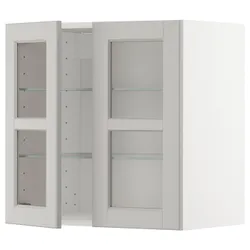 IKEA METOD(694.633.52) половина / 2 стеклянная дверь, белый / лерхиттан светло-серый