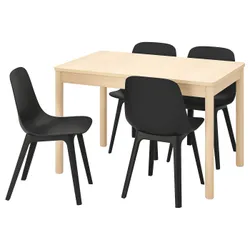 IKEA RÖNNINGE / ODGER (094.290.59) стол и 4 стула, береза / антрацит