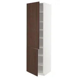 IKEA METOD(194.680.93) высокий шкаф с полками/2 дверцы, белый/синарп коричневый