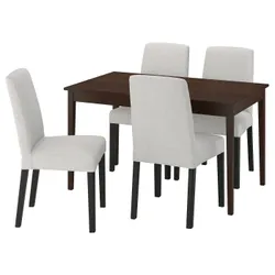 IKEA NÄSINGE / BERGMUND(395.970.27) Стол и 4 стула, Темно -коричневый окрашенный букером/одиста светло -серый черный