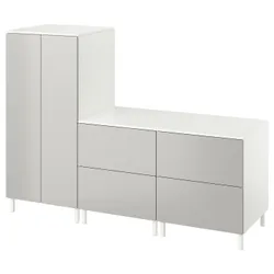 IKEA SMÅSTAD / PLATSA (594.850.24) гардероб, белый серый / с 2 комодами