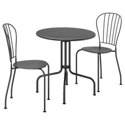 IKEA LÄCKÖ (498.984.35) стол + 2 стула, снаружи, серый