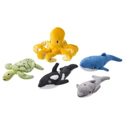 IKEA BLÅVINGAD(305.221.16) набір плюшевих іграшок 5 шт, океанські тварини/різні кольори