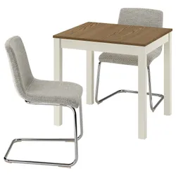 IKEA ÅLHULT / LUSTEBO(596.100.99) Стол и 2 стула, бежевый/бронзовый/виарп бежевый/коричневый
