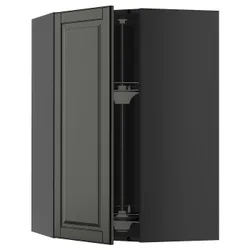IKEA METOD(695.888.04) кутова навісна шафа з каруселлю, чорний сірий/Bodbyn чорний