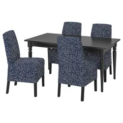 IKEA INGATORP / BERGMUND(894.082.70) стол и 4 стула, черный / Ryrane темно-синий