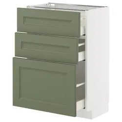 IKEA METOD / MAXIMERA(495.182.04) Шкаф, стоящий с 3 ящиками, Biały/Axstad Greya -green