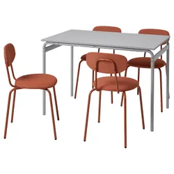 IKEA GRÅSALA / ÖSTANÖ(294.972.93) стіл і 4 стільці, сірий/Remmarn червоно-коричневий
