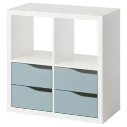 IKEA KALLAX(095.799.68) стовп, з 4 ящиками біло/світло -сірою хвилею
