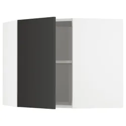 IKEA METOD(394.983.91) угловой навесной шкаф с полками, белый/Nickebo матовый антрацит