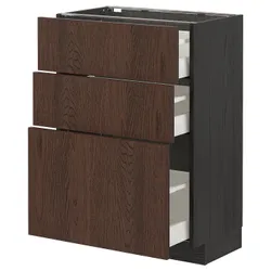 IKEA METOD / MAXIMERA (894.057.71) стоячий шкаф с 3 ящиками, черный / синарп коричневый
