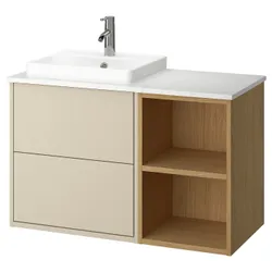 IKEA HAVBÄCK / ORRSJÖN(495.284.01) шкаф для умывальника/умывальник/смеситель, бежевый/под дуб/имитация белого мрамора