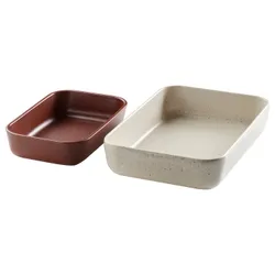 IKEA LYCKAD(106.079.51) тепло -устойчивый сосуд, 2 ПК, легкий бежевый/красно -молотый