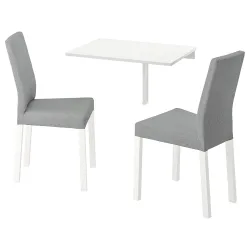 IKEA NORBERG / KÄTTIL  Стол и 2 стула, белый / Knisa светло-серый (594.287.69)