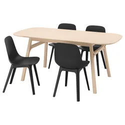 IKEA VOXLÖV / ODGER (493.886.79) стол и 4 стула, бамбук / антрацит
