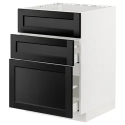 IKEA METOD / MAXIMERA (294.776.19) стоячий шкаф / вытяжка с ящиками, белый / лерхиттан черная морилка