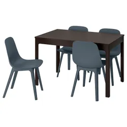 IKEA EKEDALEN / ODGER (692.212.97) стол и 4 стула, темно-коричневый / синий