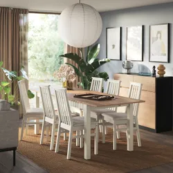 IKEA ÅLHULT / ÅLHULT(896.101.06) стол и 6 стульев, бежевый/бронзовый/кабуза легкий бежевый