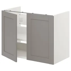 IKEA ENHET(293.224.58) умывальник с пол/дверью, белая/серая рамка