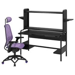 IKEA FREDDE / STYRSPEL(594.913.17) игровой стол и стул, черный/фиолетовый