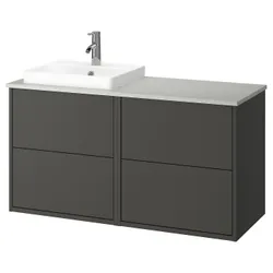 IKEA HAVBÄCK / ORRSJÖN(395.285.19) шафа для умивальника/умивальник/змішувач, темно-сірий/сіра імітація каменю