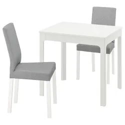 IKEA EKEDALEN / KÄTTIL(594.288.11) стол и 2 стула, белый / Книса светло-серый