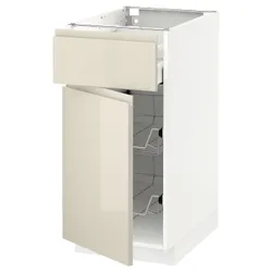 IKEA METOD / MAXIMERA(194.569.00) stj шафа / корзина др / ящик / двері, білий / Voxtorp глянцевий світло-бежевий