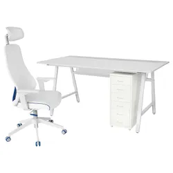 IKEA UTESPELARE / MATCHSPEL(394.430.06) Ігровий стіл, стілець і комод, світло-сірий / білий