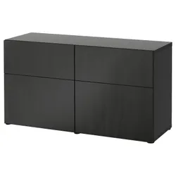 IKEA BESTÅ(593.246.15) поєднання полиці з дверцятами/шухлядами, чорно-коричневий / Lappviken чорно-коричневий
