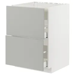 IKEA METOD / MAXIMERA(495.385.94) шафа для варильної панелі/витяжки з висувним ящиком, білий/Хавсторп світло-сірий