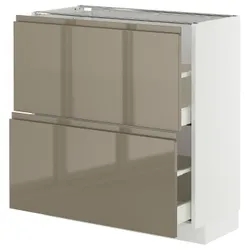 IKEA METOD / MAXIMERA(595.764.82) стоящий шкаф с 2 ящиками, белый/voxtorp Gloss Dark -Brown