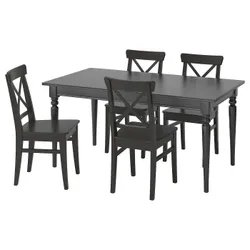 IKEA INGATORP / INGOLF(192.971.57) стол и 4 стула, черный / коричнево-черный