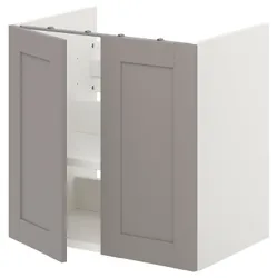 IKEA ENHET(393.224.34) умывальник с пол/дверью, белая/серая рамка