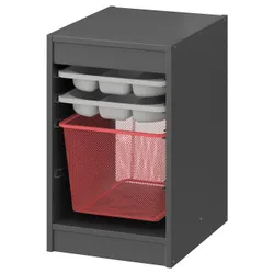 IKEA TROFAST(795.150.77) полиця з контейнером/лотками, сірий сірий/світло-червоний