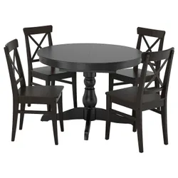IKEA INGATORP / INGOLF(794.004.96) стол и 4 стула, черный / коричнево-черный