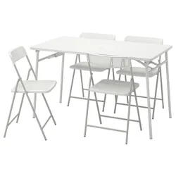 IKEA TORPARÖ(894.948.66) стол+4 складных садовых стула, белый/белый/серый